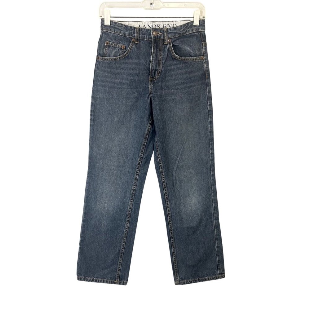 Lands' End Boys Size 14S Adjustable Waist Classic Straight-Leg Denim Jeans GUC